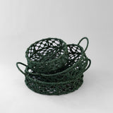 Handwoven dark green basket