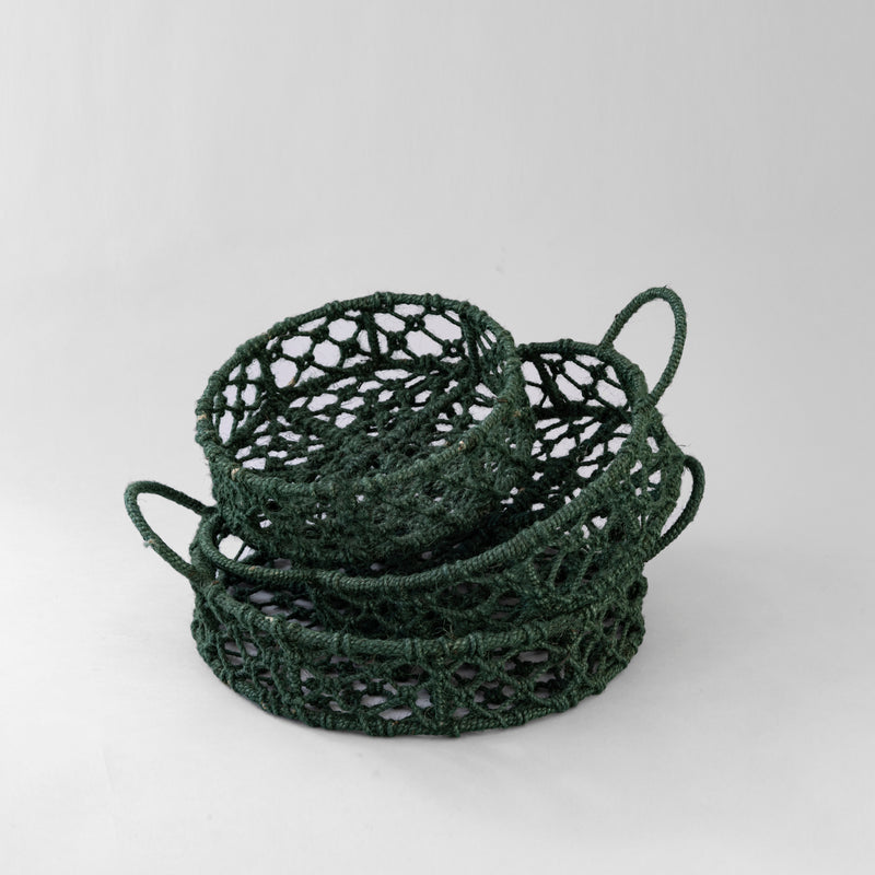 Handwoven dark green basket