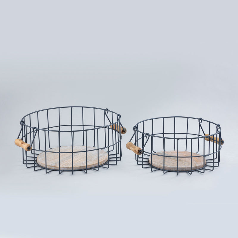 S/2 round baskets with handle