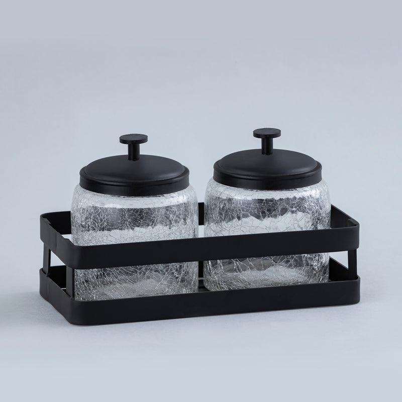 Black Glass Canister set