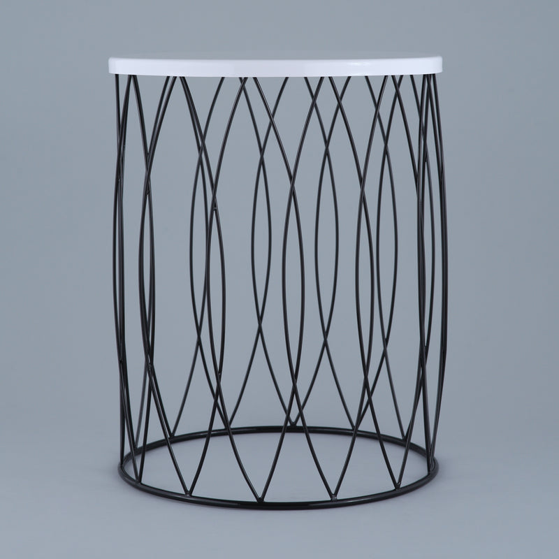 Drum-Shaped Round Side Table