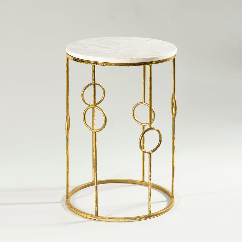 White-Golden Drum Table