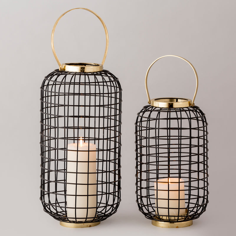 Set of 2 Copper Hanging Lanterns